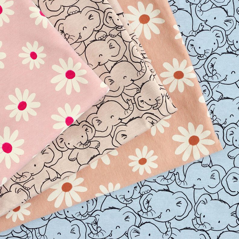 Coton mélangé Jersey Bousculade d'éléphants – bleu argenté, image number 5