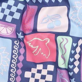 Popeline coton patchwork | Poppy Fabrics – bleu jean/rose vif, 