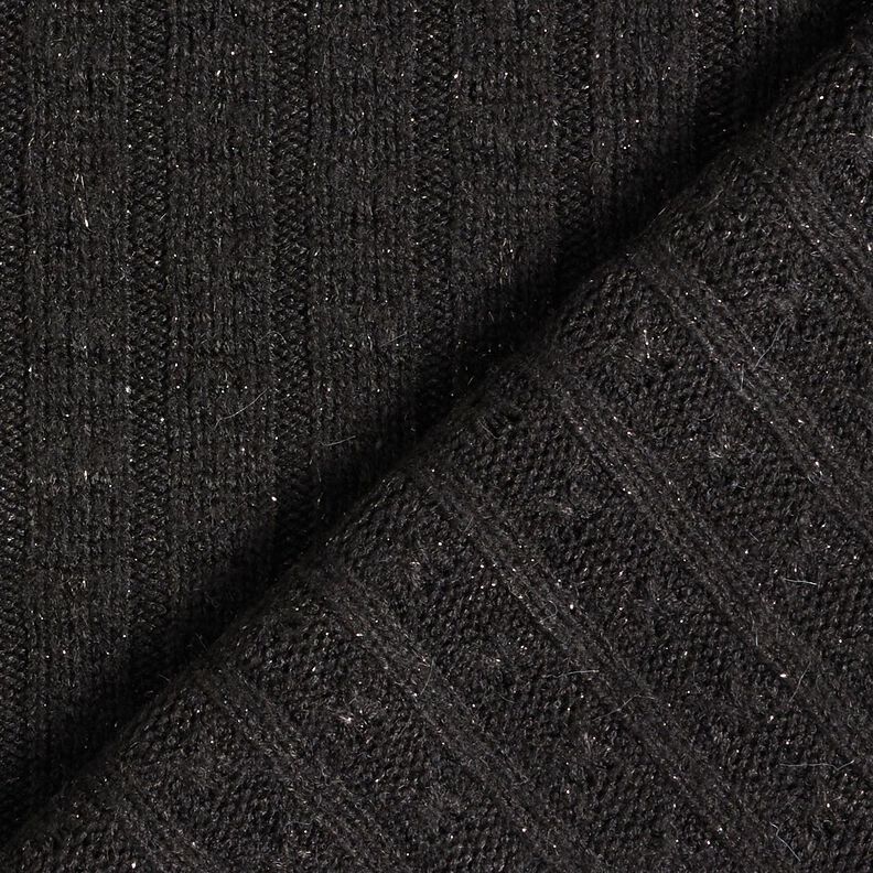 Tissu maille Tissu ajouré à rayures pailletées élégantes – noir,  image number 4