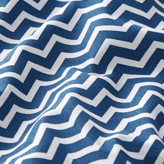 Tissu en coton Cretonne Zigzag – bleu marine/blanc, 