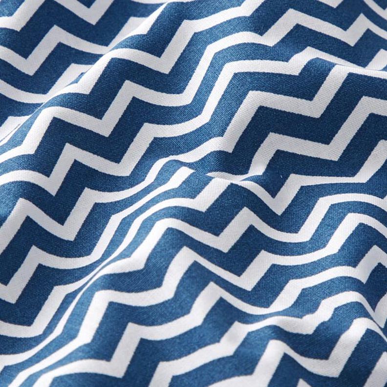 Tissu en coton Cretonne Zigzag – bleu marine/blanc,  image number 2