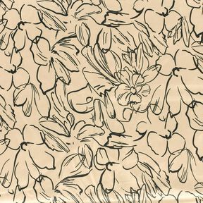 Velours extensible avec esquisses de fleurs – sable/noir, 