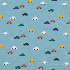 Jersey coton Voitures jouets – bleu jean/nature, 