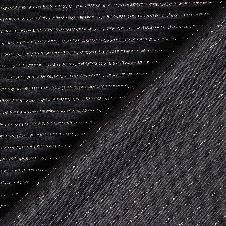 Tissu Nicki Rayures pailletées – noir/argent métallisé, image number 4