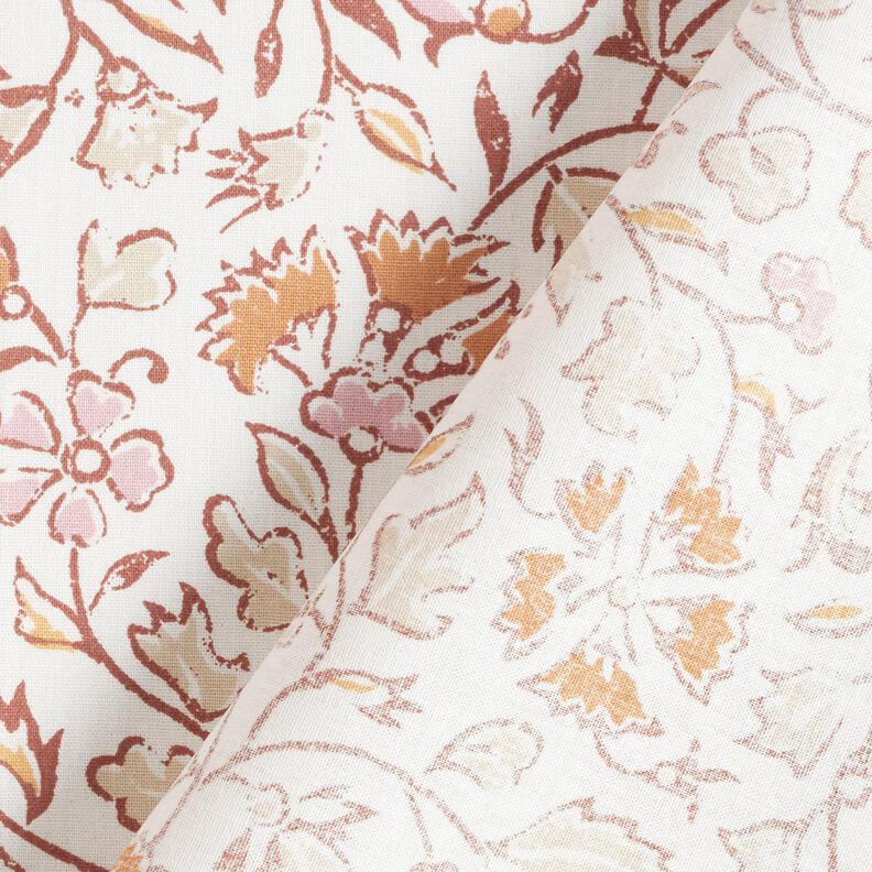 Tissu en coton Cretonne Motif floral délicat – blanc/cannelle, image number 4
