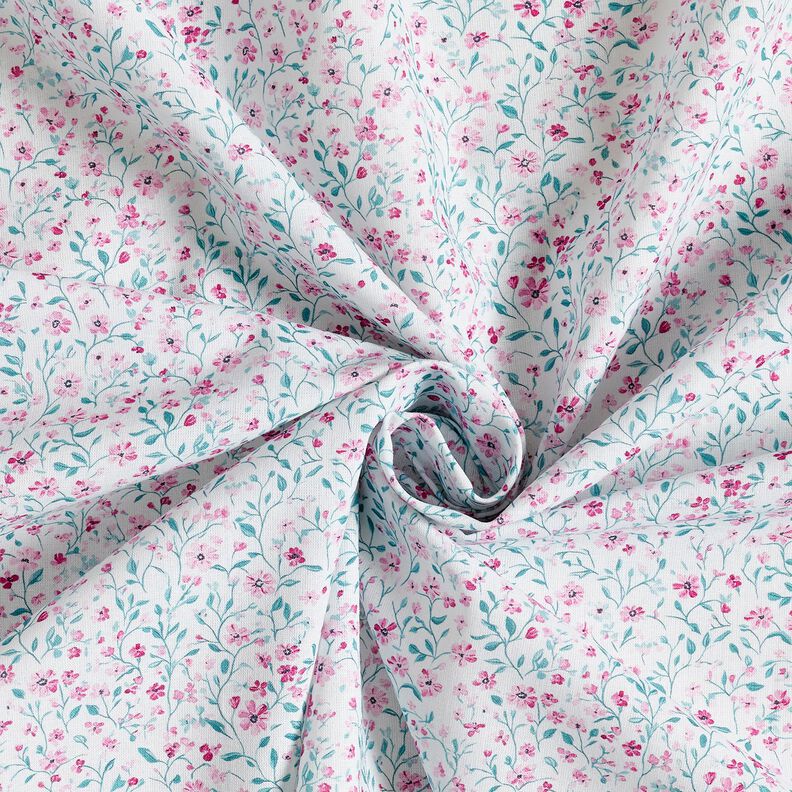 Tissu en coton Popeline jolies petites fleurs – menthe poivrée/violet pastel,  image number 3