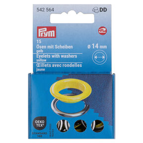 Œillets avec rondelles [15 unités | Ø 14 mm] | Prym – jaune/argent métallisé, 