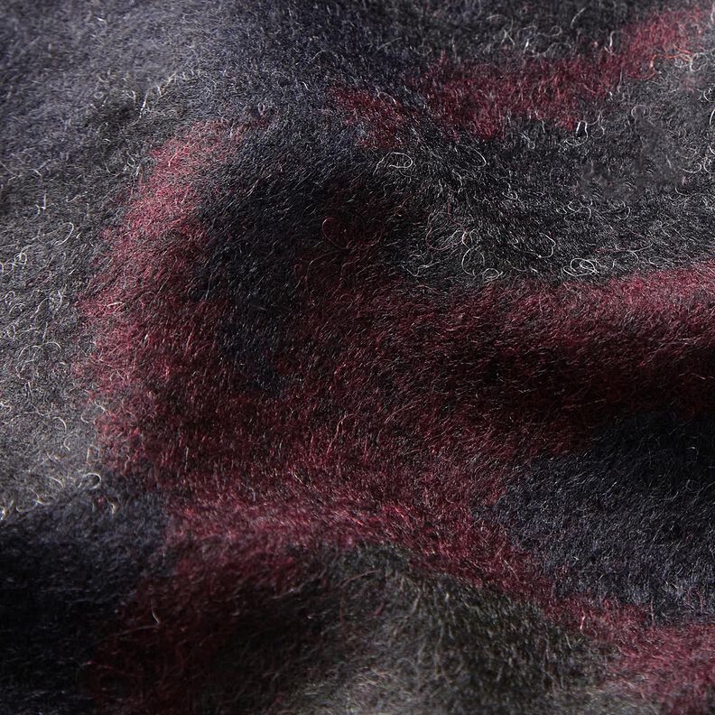 Tissu pour manteau Mélange de laine Camouflage – noir/merlot,  image number 2