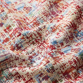 Tissu décoratif Gobelin motif ondulé coloré – écru/carmin, 