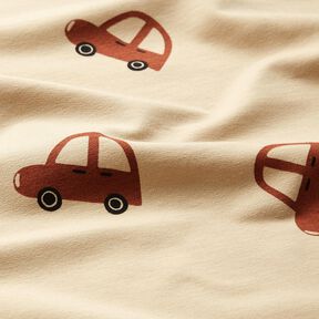 French Terry Sweat d&rsquo;&eacute;t&eacute; grandes voitures r&eacute;tro &ndash; cr&egrave;me, 