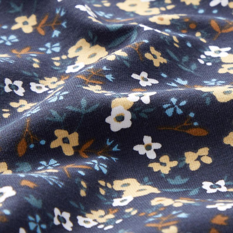 Jersey coton Mille-fleurs – bleu nuit,  image number 2