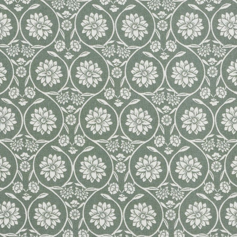 Tissu en coton Cretonne Fleurs et rameaux – roseau/blanc, image number 1