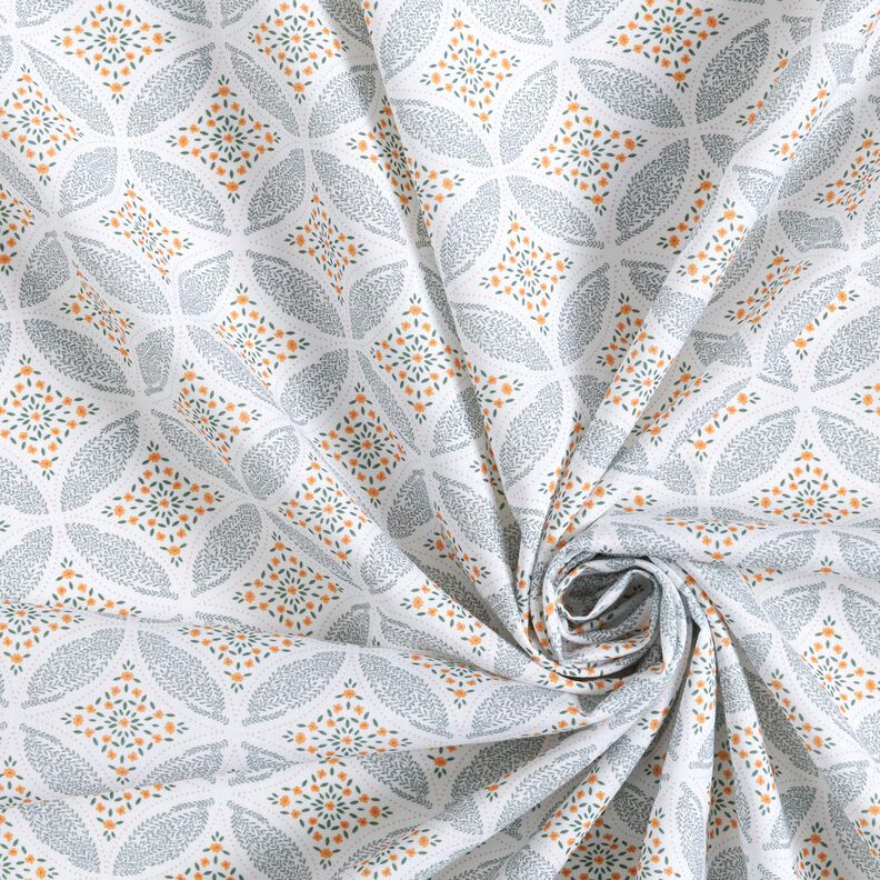 Tissu en coton Popeline Cercles de leurs – blanc/vert,  image number 3