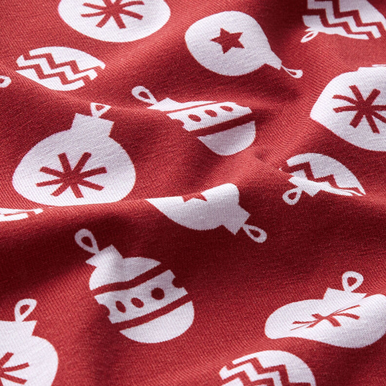 Jersey de coton Boules de sapin de Noël – carmin,  image number 2