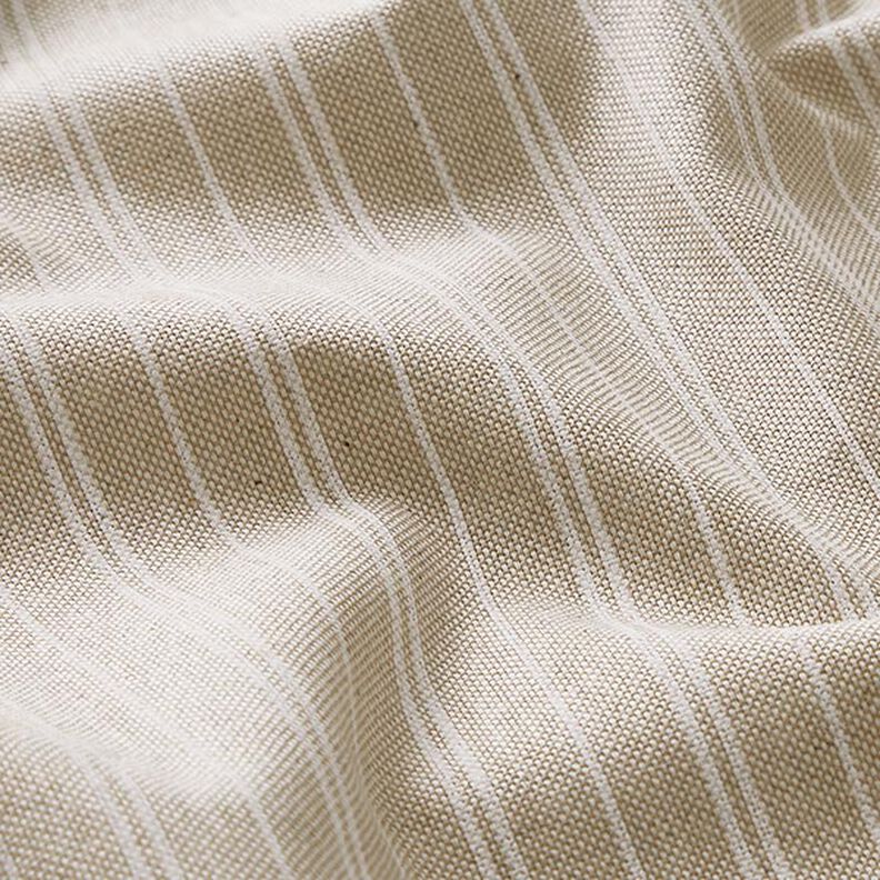 Tissu de décoration Semi-panama Rayures fines – nature/blanc,  image number 2