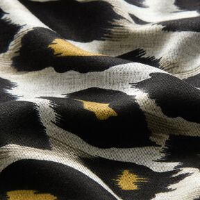 Jersey viscose Grandes taches léopard – gris clair/jaune curry, 