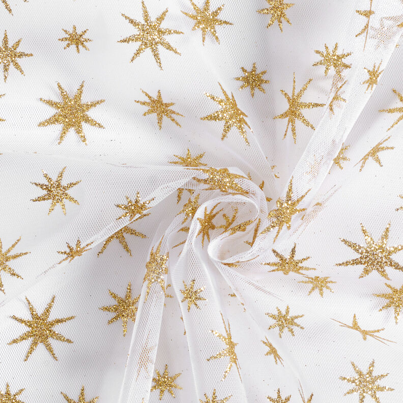 Tulle Étoiles pailletées – blanc/or,  image number 3