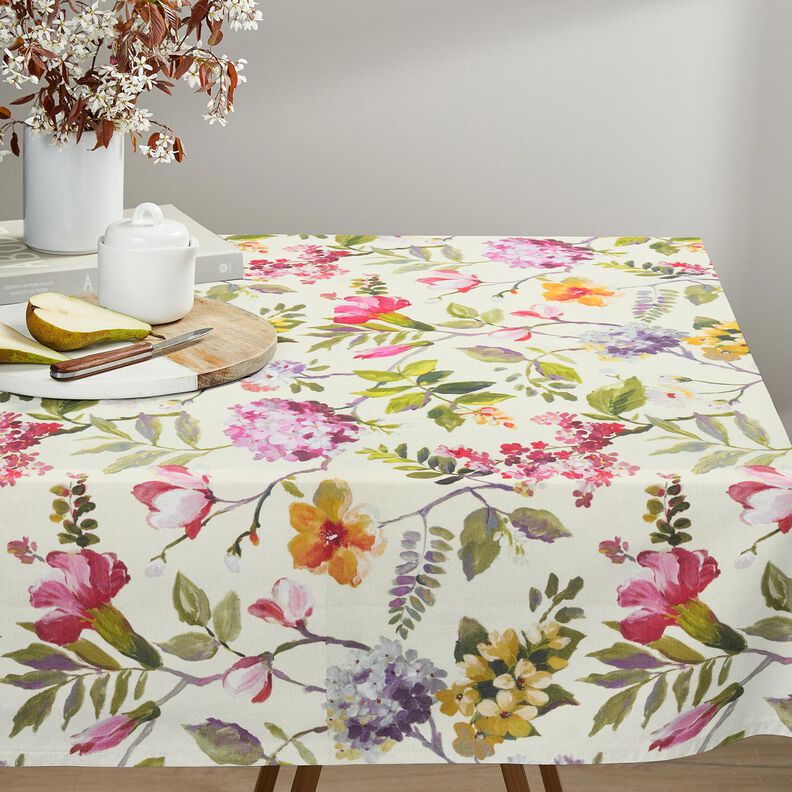 Tissu de décoration Canvas Hortensias – crème/myrtille, image number 8