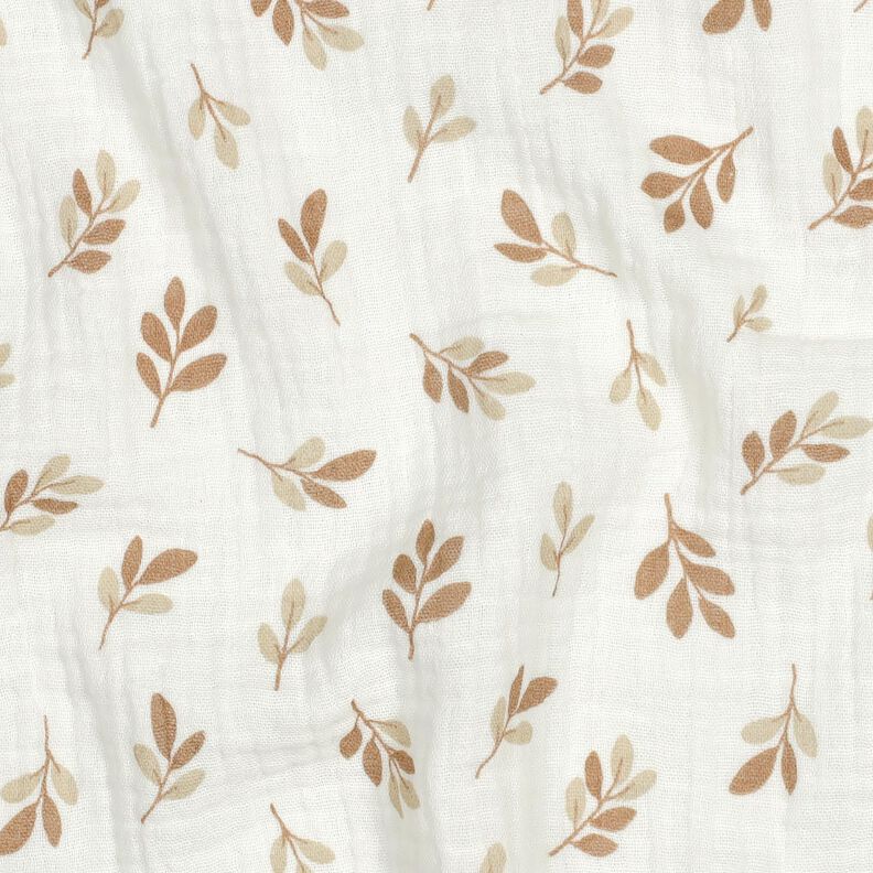 Tissu double gaze de coton Branches | Poppy Fabrics – ivoire/mocca,  image number 2