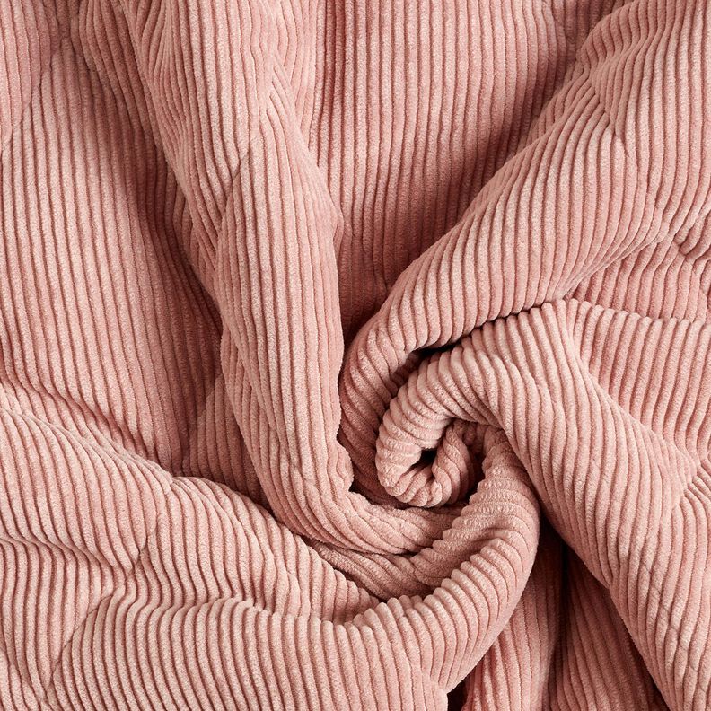Tissu matelassé Velours côtelé à losanges avec envers fourrure – vieux rose,  image number 4