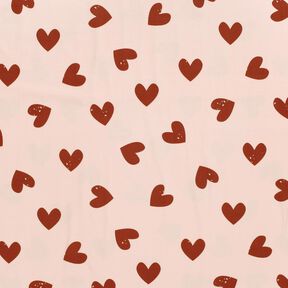 Jersey coton grosse Herzen – rosé/vieux rose foncé, 