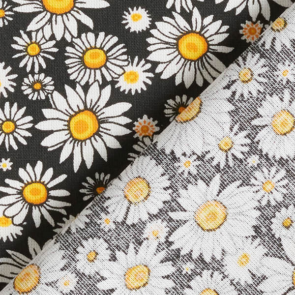 Tissu en coton Cretonne Marguerites éparses – noir/blanc,  image number 4
