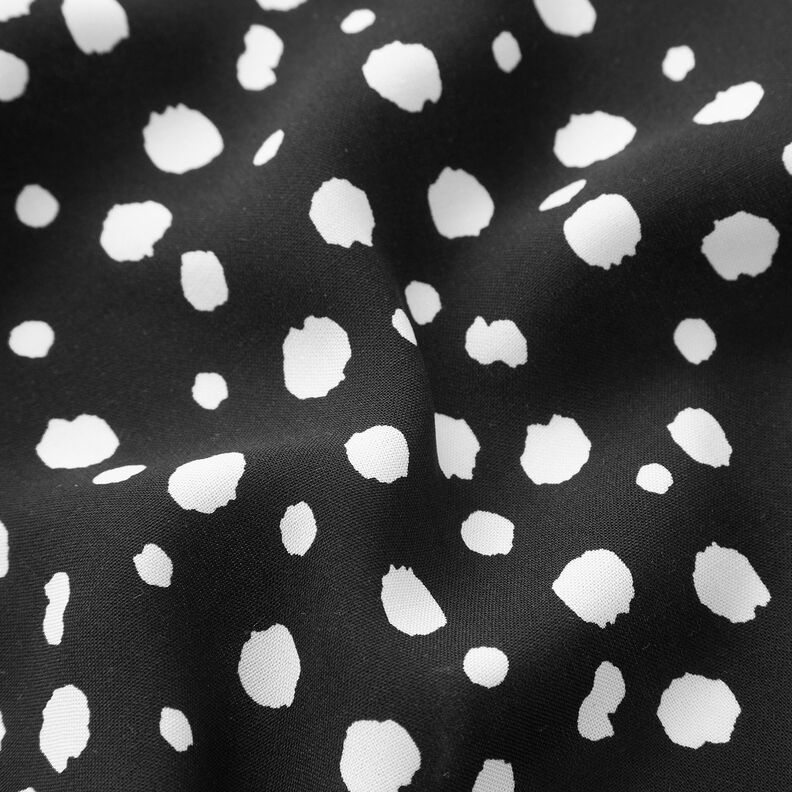 Tissu en viscose à pois irréguliers – noir/blanc,  image number 2
