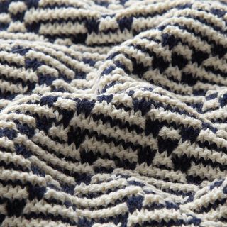 Grandes mailles de coton Losanges – blanc/bleu marine, 