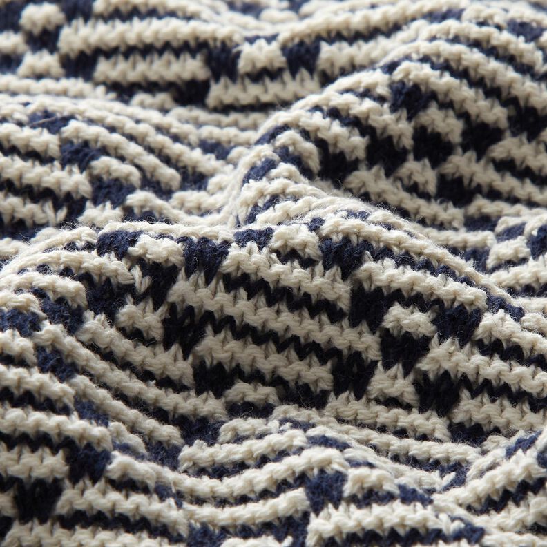 Grandes mailles de coton Losanges – blanc/bleu marine,  image number 2
