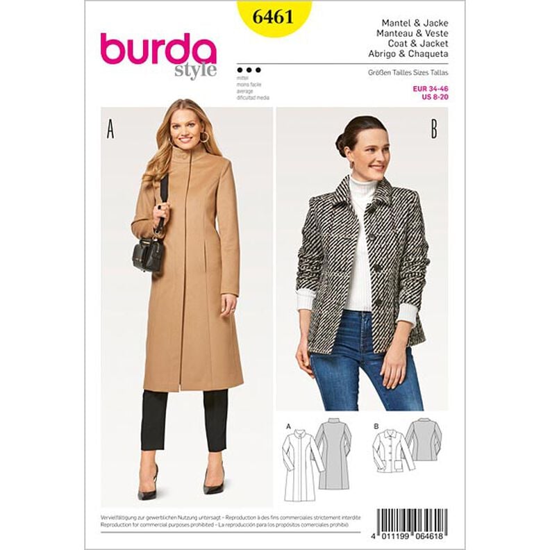 Manteau | Veste, Burda 6461 | 34 - 46,  image number 1