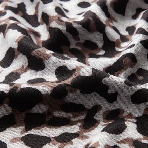 Jersey viscose Petit imprimé léopard – chocolat/argent, 