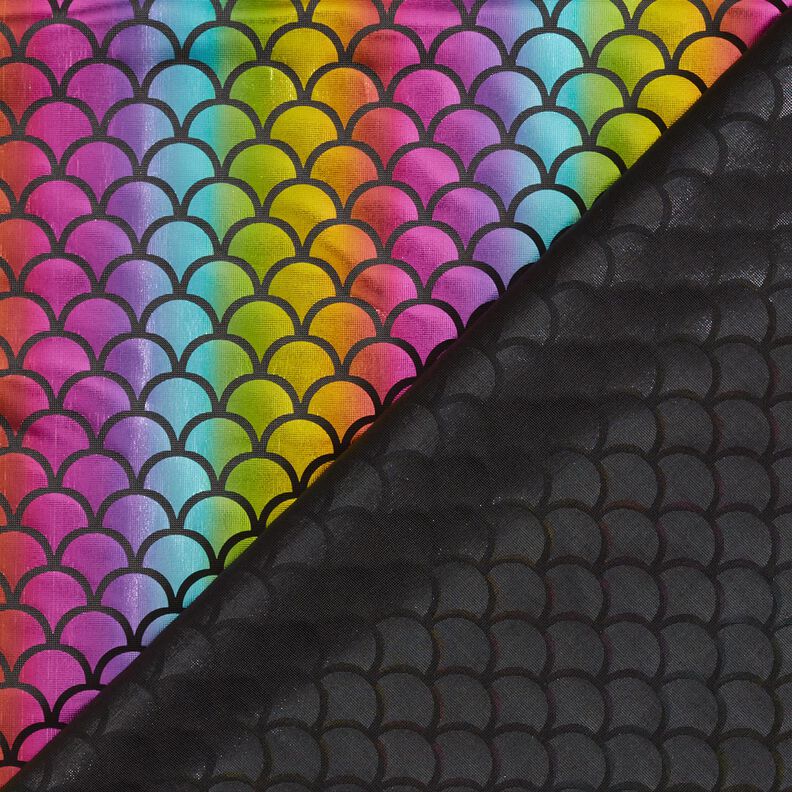 Jersey feuilles Écailles de sirène arc-en-ciel – noir/mélange de couleurs,  image number 4