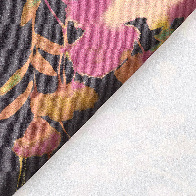 Viscose mélangé Fleurs en aquarelle – bleu noir, image number 4