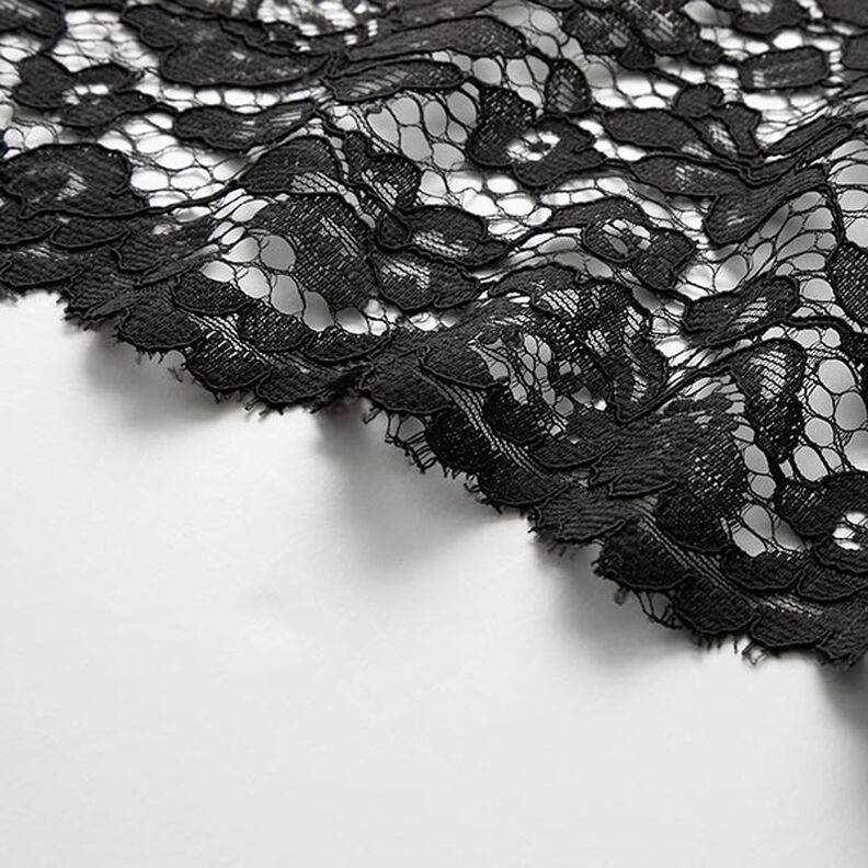Dentelle bordée de fleurs – noir,  image number 6