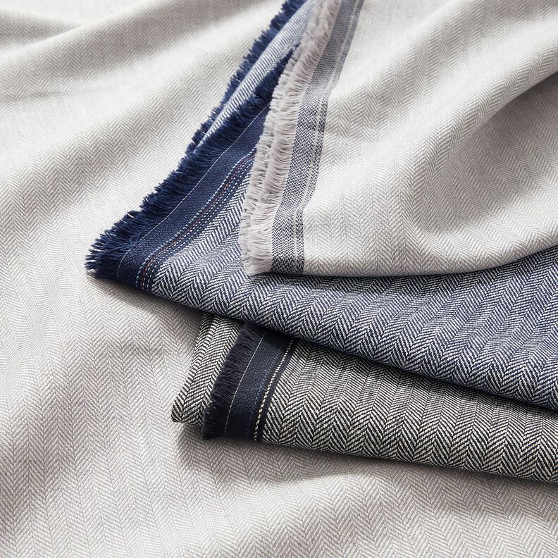 Mélange lin-coton chevron – bleu nuit, image number 5