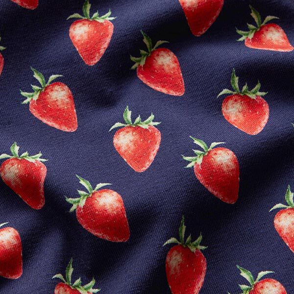 Jersey coton Fraises Impression numérique | STENZO – bleu marine/rouge feu, image number 2