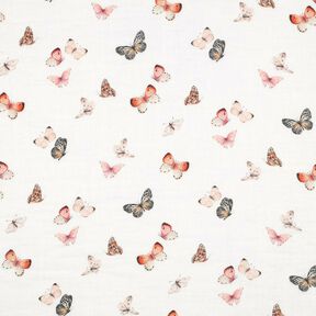 Tissu double gaze de coton Papillons mignons Impression numérique | Poppy Fabrics – ivoire/orange, 
