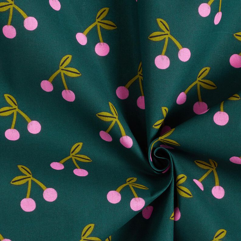 Coton enduit jolies cerises – vert foncé, image number 3
