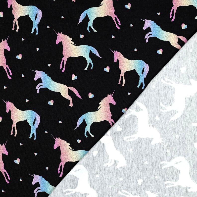 Jersey coton Licornes arc-en-ciel Impression numérique | Poppy Fabrics – noir,  image number 4
