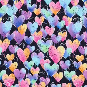 Jersey coton Cœurs multicolores | Glitzerpüppi – noir, 