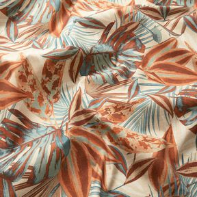 Tissu d’extérieur Canvas große Blätter – nature/terre cuite, 