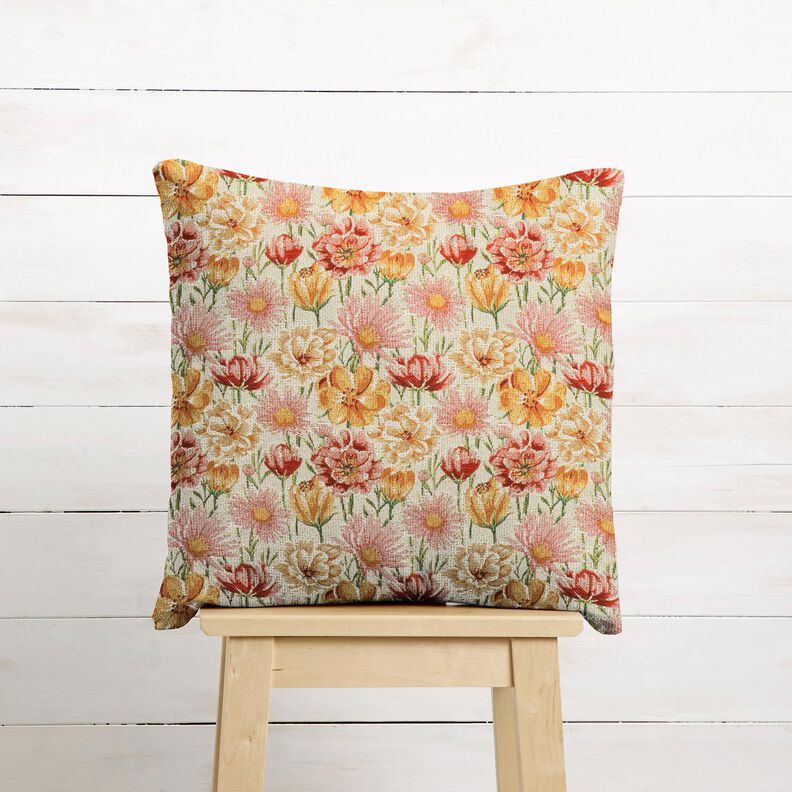Tissu de décoration Gobelin Fleurs des champs – beige clair/carmin,  image number 6