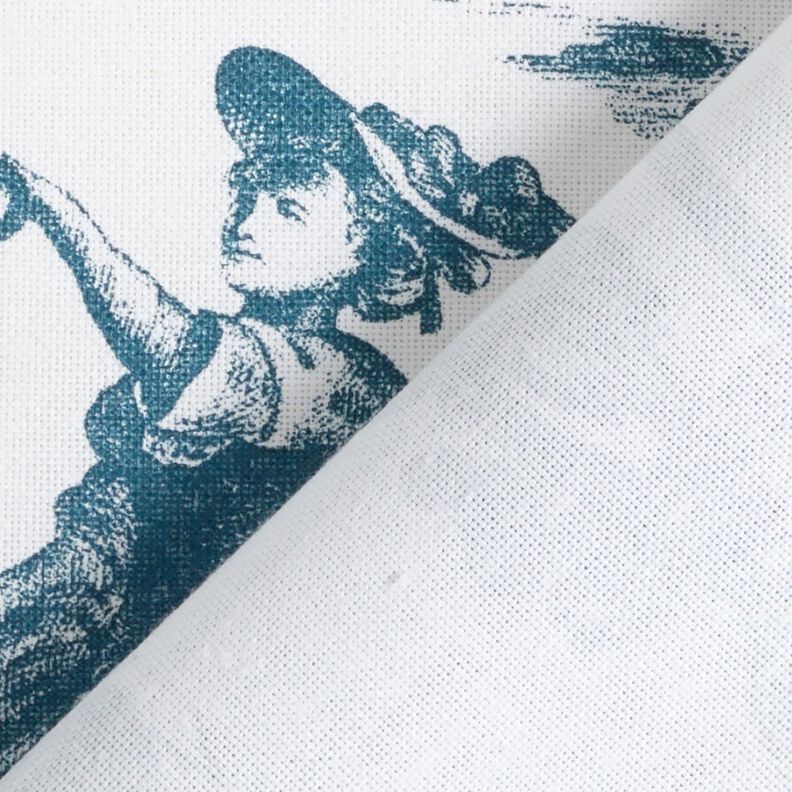 Tissu de décoration Semi-panama Joyeux danseurs 280 cm – bleu océan/blanc,  image number 4