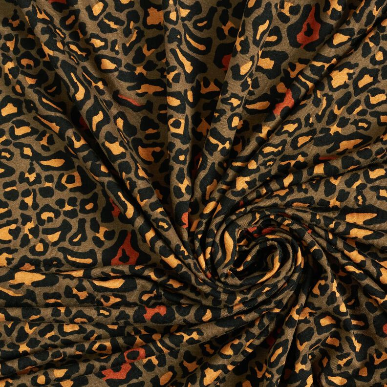 Jersey viscose Motif léopard – dune/jaune curry,  image number 3