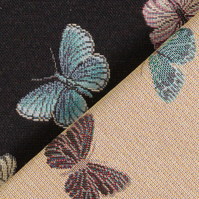 Tissu de décoration Gobelin Groupe de papillons – noir, image number 5