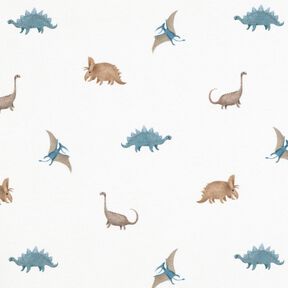 GOTS Jersey coton Joyeux dinosaures Impression numérique – ivoire, 