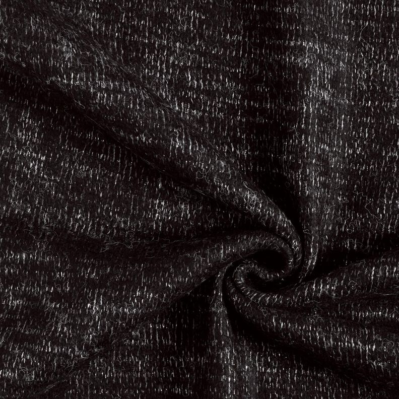 Tissu tricoté laine mélangée chiné à paillettes – noir/argent métallisé,  image number 4