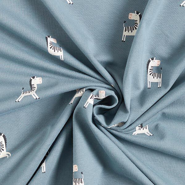 Jersey coton Zèbre espiègle – gris bleu,  image number 3