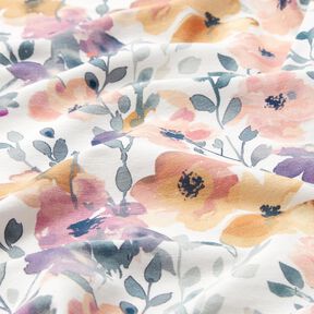 GOTS Jersey coton Prairie fleurie aquarelle Impression numérique – ivoire, 