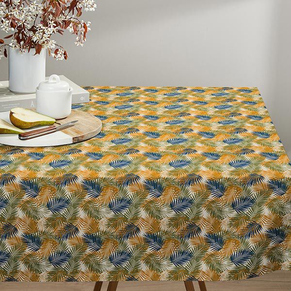 Tissu en coton Cretonne feuilles de palmier – beige clair/bleu, image number 6